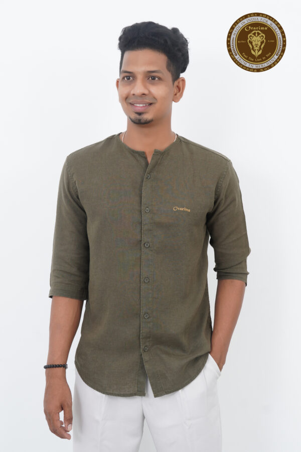 AJI00032 ORARIMA Premium Linen Shirt kamarajar Half Hand 2