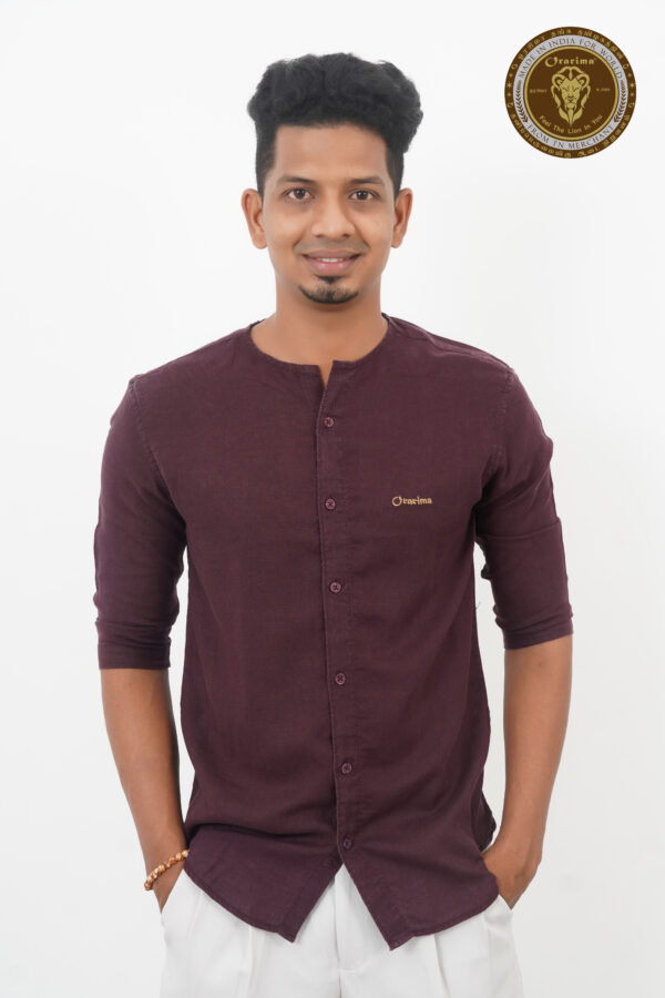 AJI00066 ORARIMA Premium Linen Shirt kamarajar Half Hand 4