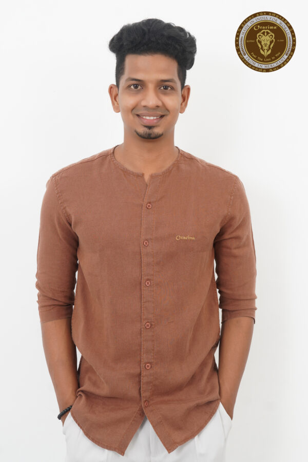 AJI00109 ORARIMA Premium Linen Shirt kamarajar Half Hand 7